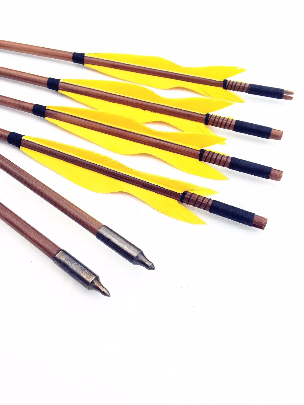 

6pk full yellow feathers bamboo Arrows for Compound Bow in hunting