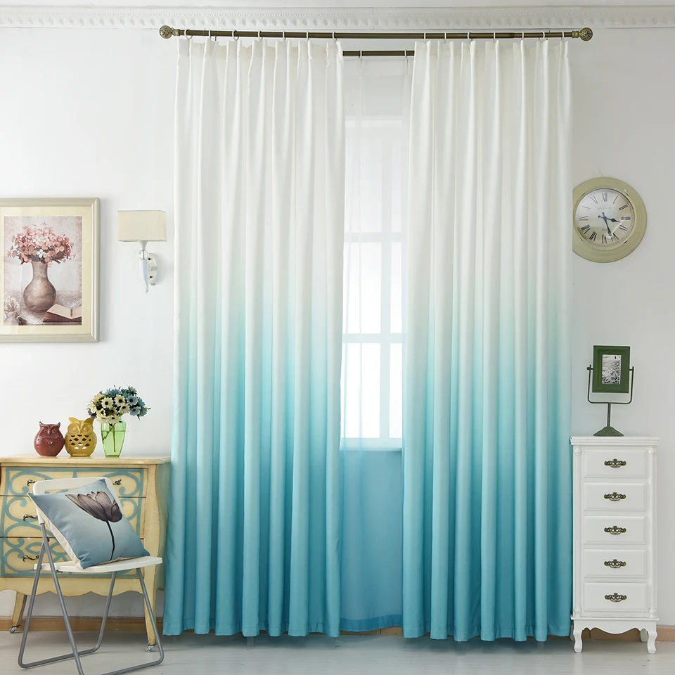 Градиент Цвет плотные шторы для гостиная спальня домашние декоративные оконные плотные ткани Cortinas