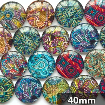 

ZEROUP 40mm round glass cabochon pictures mixed pattern fit cameo base setting for flat back jewelry 5pcs/lot TP-155-R