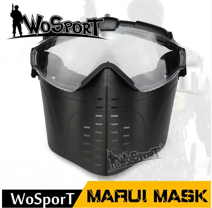 WoSporT воздухопроницаемая анти-ударная маска для верховой езды, противотуманная Веерная маска для полевой деятельности