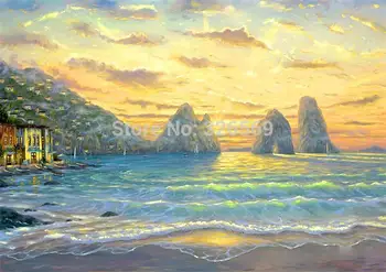 

Free shipping wall art sea waves printed oil painting on canvas WK-- (255)