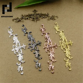 

BASEHOME 20pcs/lot 10x52mm 6 Colors Flower Motif Charms Europe Style Jewelry Findings Wholesale Vintage Pendant Charms DIY