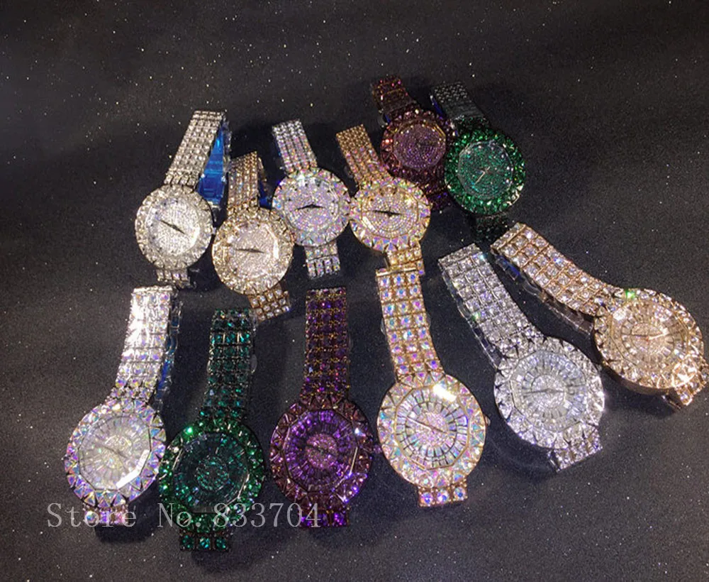 Топ люксовый бренд Полный алмаз часы Мода Сияющий Австрийский Кристалл платье часы большие стразы нержавеющая сталь женские наручные часы