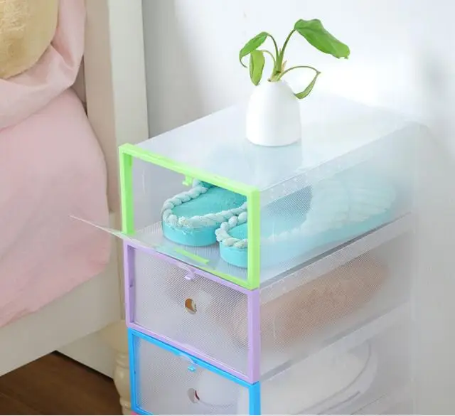 

3pc Shoe Storage Case Stackable Organizer Plastic Shoe Box Thickened Shoe Cabinet Dustproof Shoe Rack Stand Home organizer