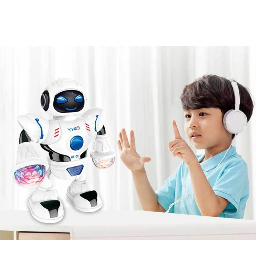 Светодиодный свет Музыка Танцы гуманоид игрушечный Электрический Робот Дети домашнее животное игрушка Электроника Jouets электрический для