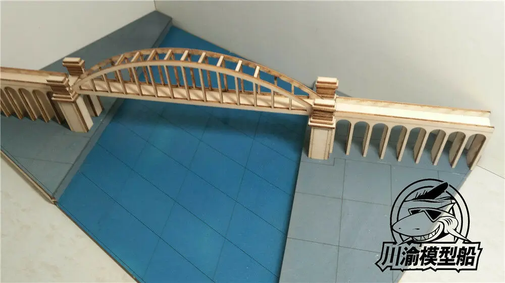 1/700 Scale Cross River Arch Bridge Wood Model Kit DIY Scene Platform Set CY709 
