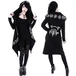 Женские готический панк-рок толстовки Хэллоуин с длинным рукавом свитшот, куртка, кофта