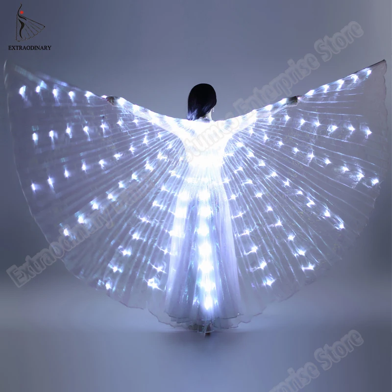 Trajes de Danza del Vientre 360 Grados Sticks Performance Dancing Supplies Props Dxlta LED Light Isis Wings para Mujeres 