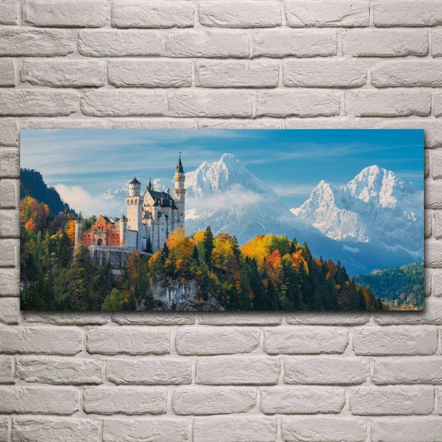 

autumn Neuschwanstein Castle Germany Bayern forest mountains living room decor home art decor wood frame fabric poster MC837