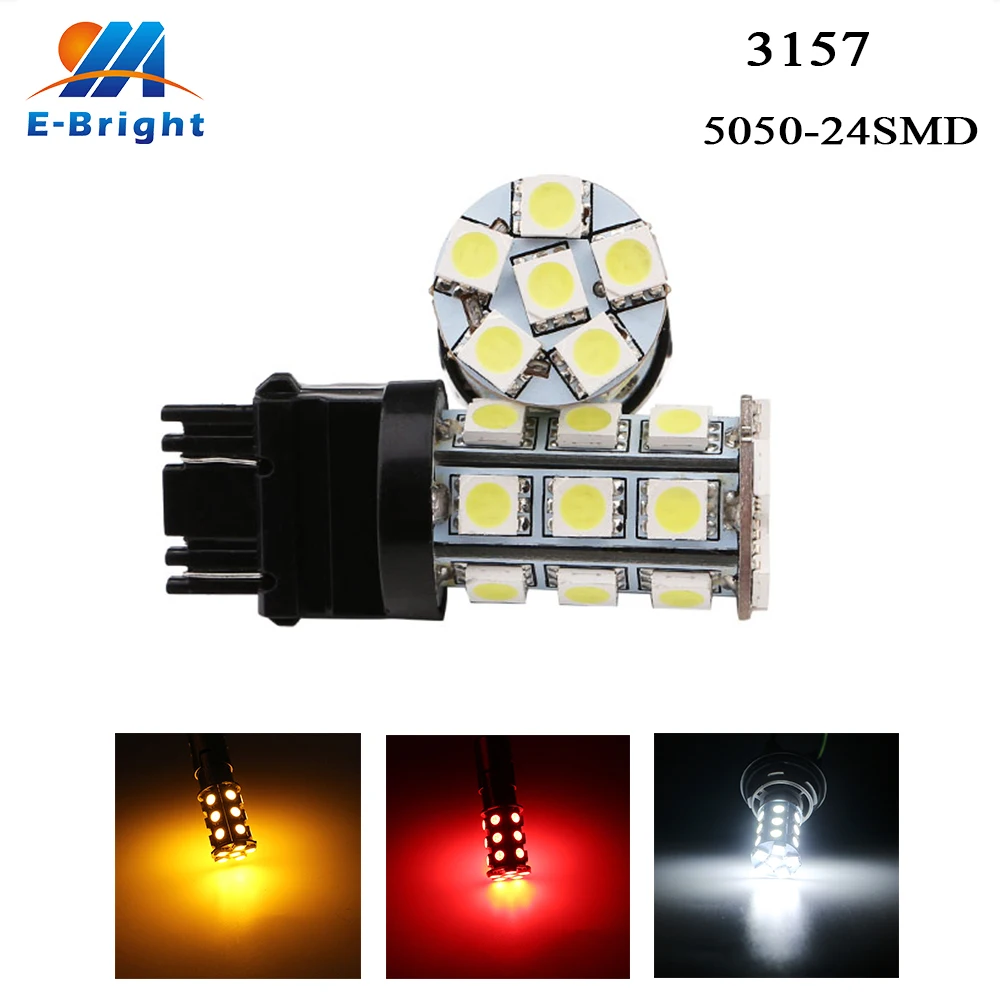 Everbright 10pcs 3157 T25 24SMD 5050 Car LED Lights Automobile Brake