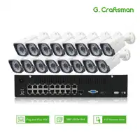 16ch 5MP POE キット H.265 システム CCTV セキュリティ 32ch まで NVR サポート 16ch 4 18k 屋外防水 IP カメラ監視グラム。職人