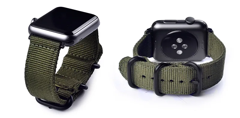 Ремешок для нейлона Apple Watch Band 38 мм 42 мм ремешок браслет нейлоновый ремешок для часов зеленый для iwatch нейлоновый ремешок серии 3 4 2 40 44 м