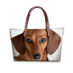 Noisydesigns Для женщин PU сумочка Для женщин мешок большой Ёмкость сумка большая женские сумки на плечо такса собака Shopper Bolsas Feminina