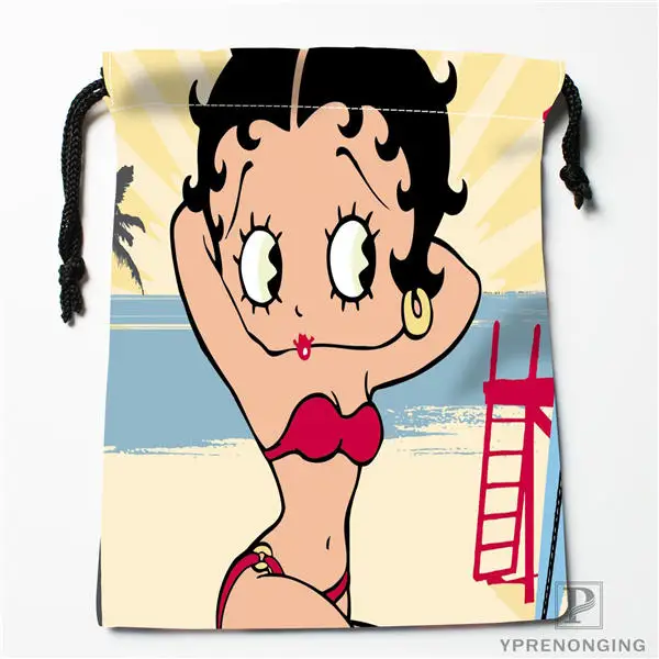 Изготовленные на заказ сумки на шнурке Betty Boop с принтом, модные дорожные сумки для хранения, мини-сумка для плавания, походов, игрушек, размер 18x22 см#180412-11-09 - Цвет: Drawstring Bags