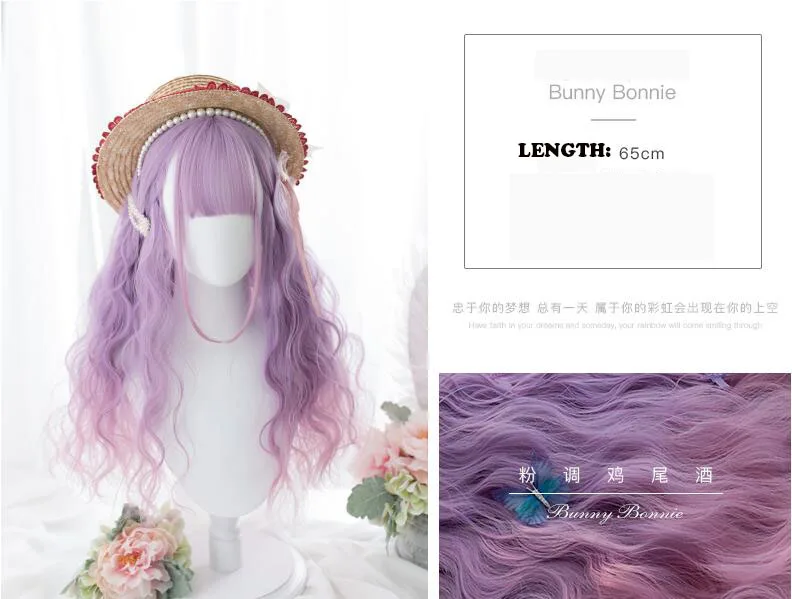 Принцесса сладкий японский парик Лолиты Лолита парик "кролик" два цвета постепенно меняющийся каждый день длинные вьющиеся волосы - Цвет: WIG ONLY