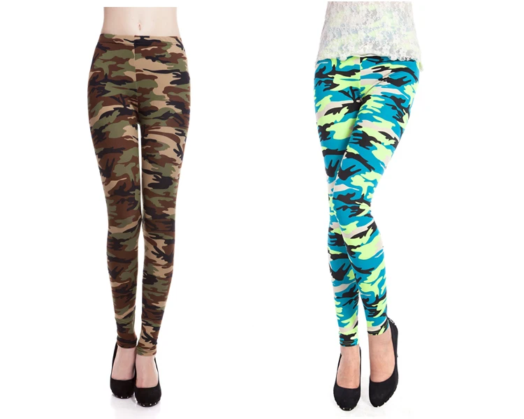 Camouflage Army Green Leggings Military Blue Pants Big Size Fashion Women Cool Trousersin