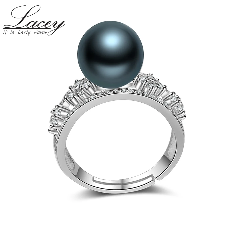 Fashion Tahitian black pearl rings,real 925 sterling silver ring peacock green pearl,fine ring jewelry for wedding women gifts