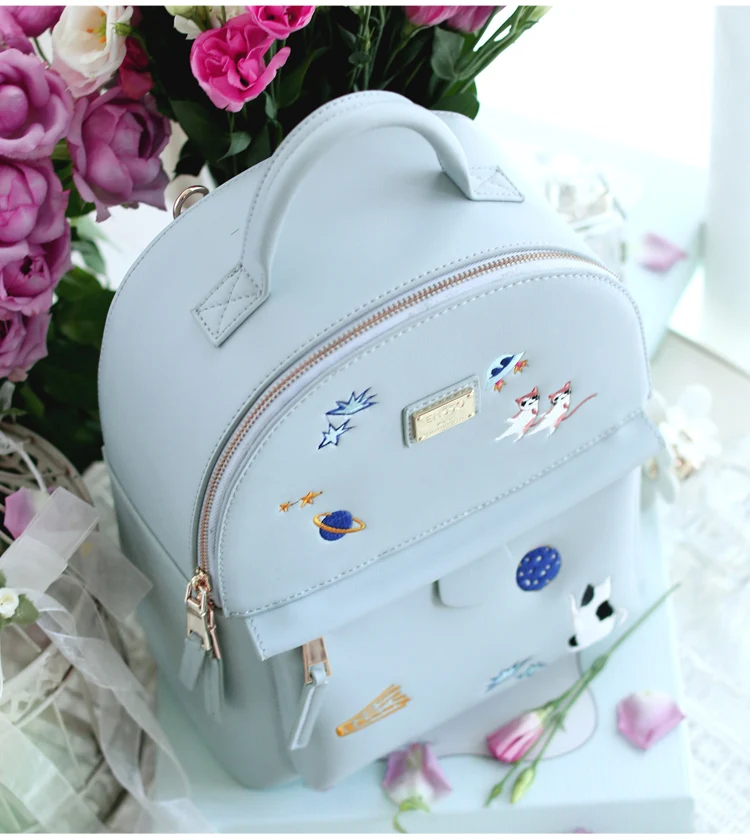

Princess sweet lolita bag original Korean tourism cute cat embroidery college style backpack (small one) ENSSO 026