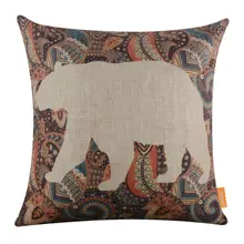 LINKWELL 18x18 Retro Ethnic African Pattern Bear Burlap Cushion Cover Throw Pillowcase Morocco Style for font