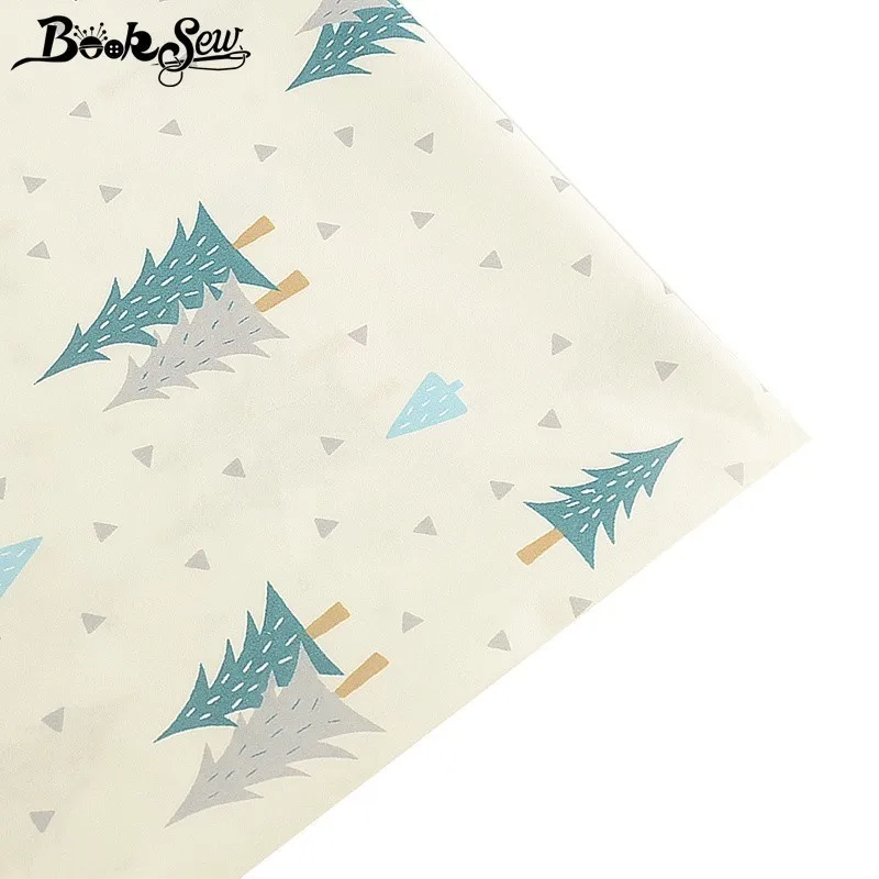 Booksew дизайн деревьев 100% хлопчатобумажная саржевая Ткань для шитья домашний