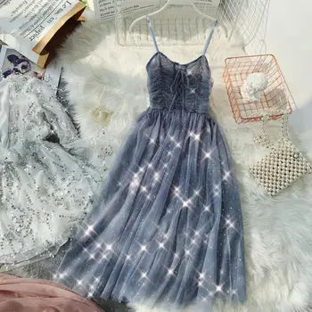 

2019 new fashion women's two piece dress set two-piece sweet equin mesh dresses