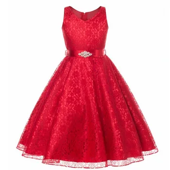 

OLEKID 2018 Summer Girl Party Dress Brand Sleeveless Mesh Lace Girls Wedding Princess Dress 3-12 Years Kids Teenagers Dress