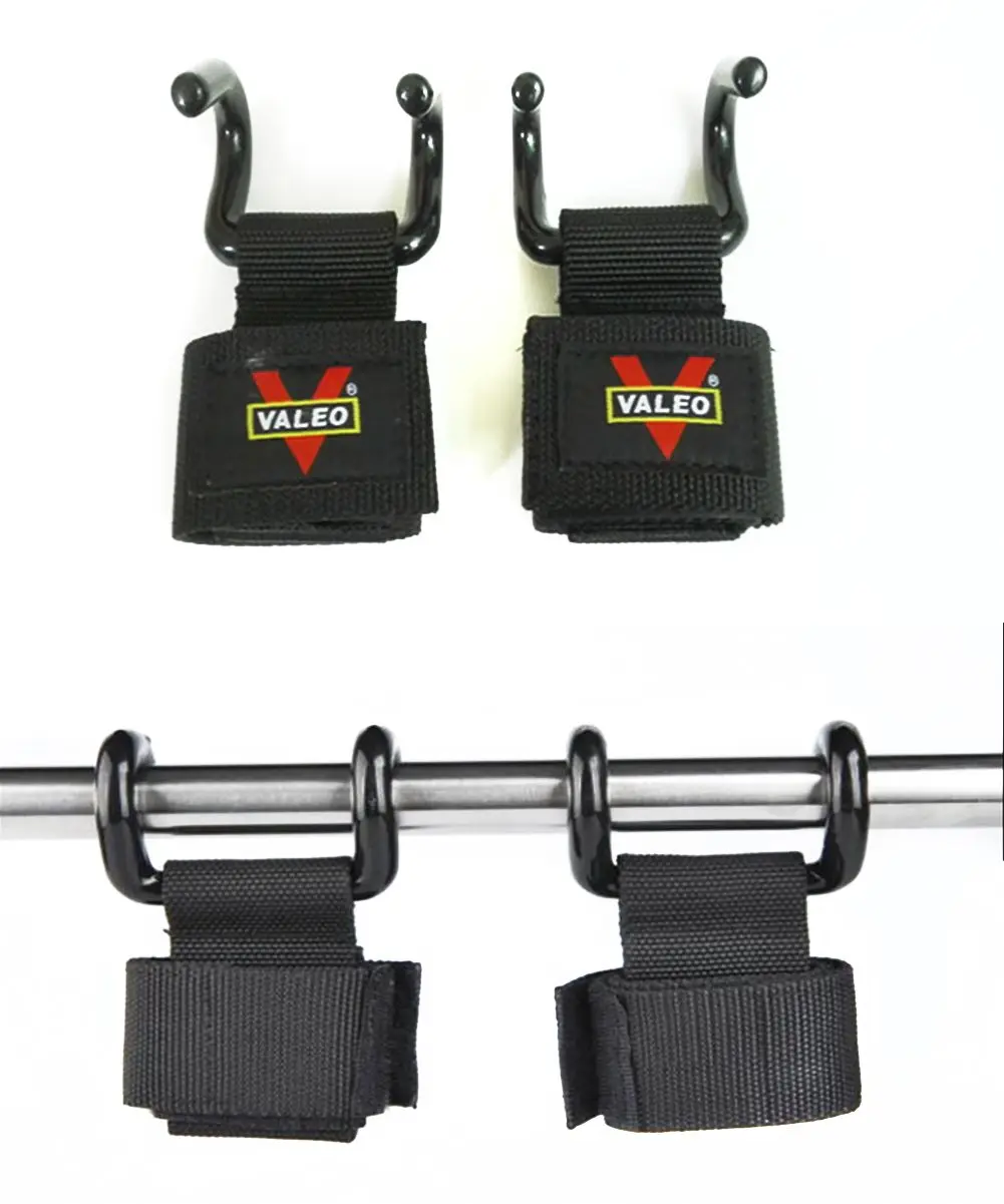 Adjustable Weight Lifting Steel Hook Grips Fitness Gym Wrist Wraps Strength Training Straps Support