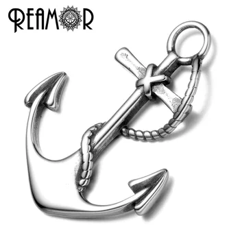

REAMOR 5mm 316L Stainless steel Anchor With Rope Leather Bracelet Connectors Charms Fit Necklaces Pendant Jewelry Accessories
