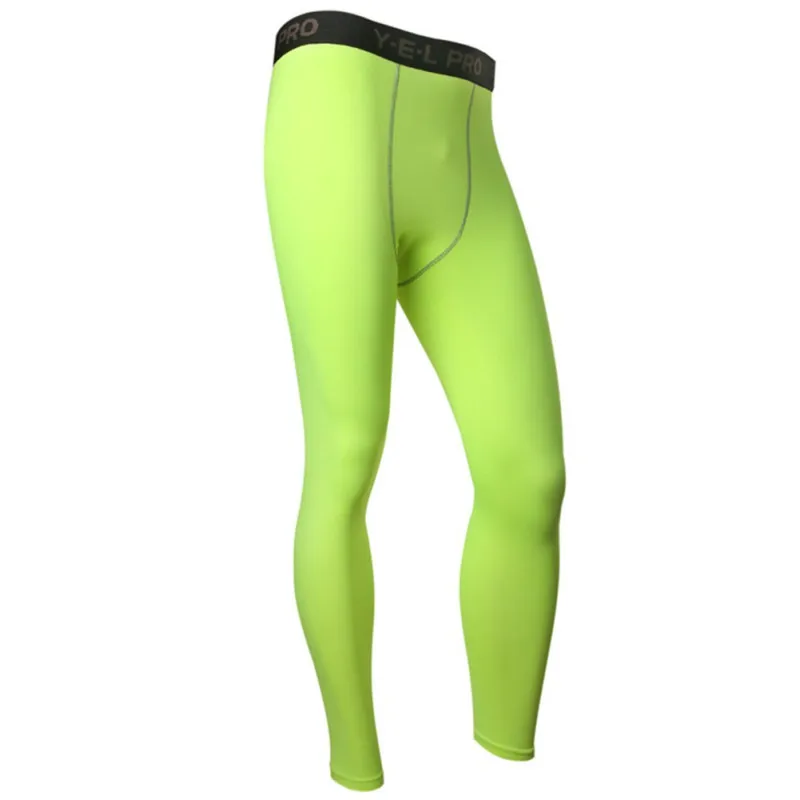 Для Мужчин's утягивающий спортивный брюки для девочек бег Training базовые слои кожи спортивные колготки LKT - Цвет: Зеленый