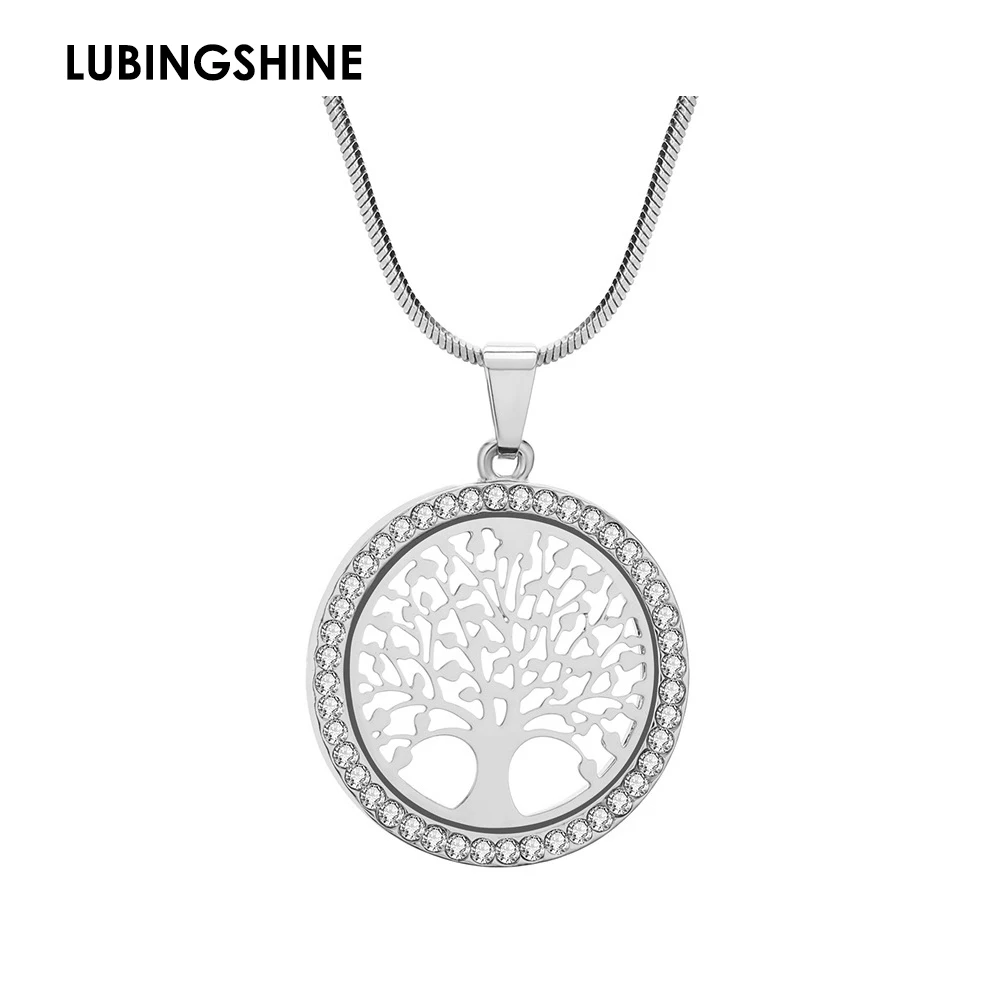 

Luxury Crystal Tree of Life Round Pendant Necklace Gold Silver Color Choker Elegant Women Party Jewelry Gifts Bijoux Collier