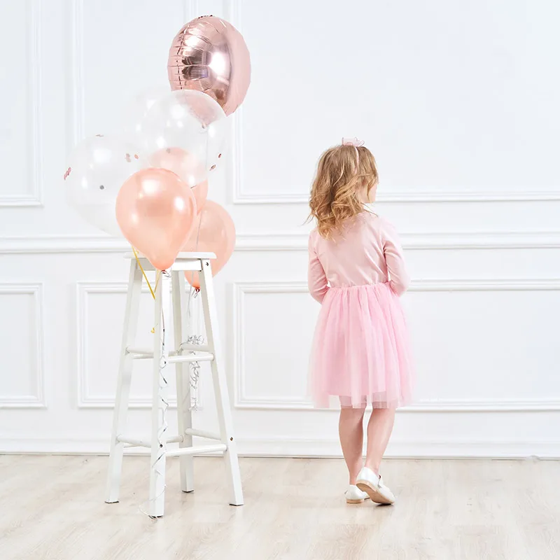 Girl's Fantastic O-Neck Long Sleeves Multi Design Print Short Dress-Style Back