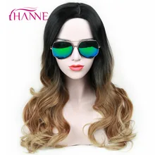 HANNE длинный волнистый парик Омбре черный до коричневый термостойкие синтетические парики для черных/белых женщин косплей парик