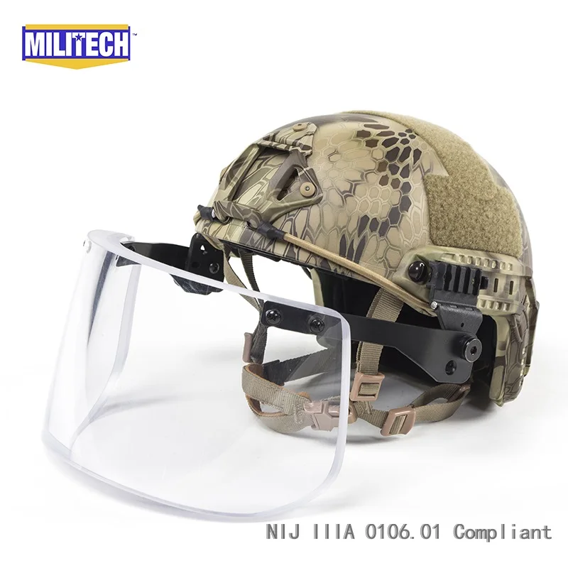MILITECH Kryptek Highlander Deluxe NIJ IIIA БЫСТРО Пуленепробиваемый Шлем и комплект козырька Дело баллистический шлем-пуля защитная маска пакет - Цвет: LARGE XLARGE SET