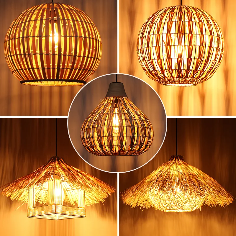 

Restaurant chandelier, Hot pot restaurant, dining table, retro idyllic coffee shop, bar personality rattan lamp