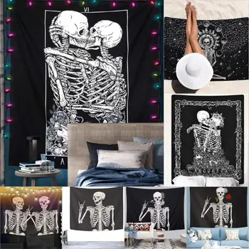 

Mandala Skull Printed Tapestry Wall Hanging Blanket Yoga Mat Bedroom Decor Bohemian Beach Towel Tablecloth Halloween Tapestry