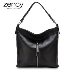 Zency модная женская сумка 100% пояса из натуральной кожи Сумочка Элегантный для женщин Crossbody Кошелек черный