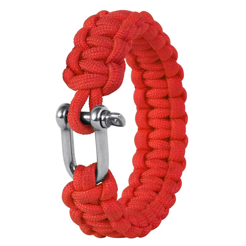 Горячая U Shap стальная пряжка парашютный шнур веревка браслеты аварийный спасательный круг Открытый самообороны военный выживания оборудования - Цвет: Красный