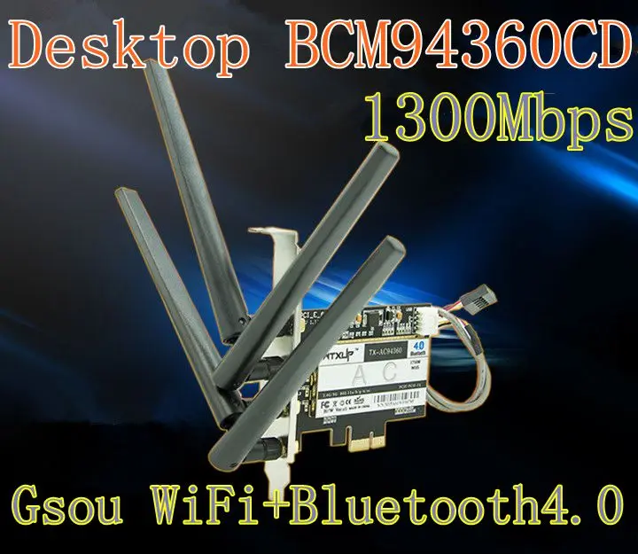 

4 Antennas 802.11AC Wifi BCM94360CD Wireless Network Card with Bluetooth 4.0 OS X Yosemite 10.10