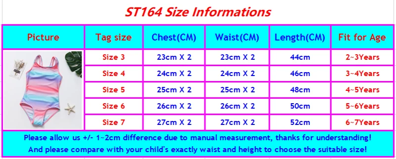 ST164 size chart