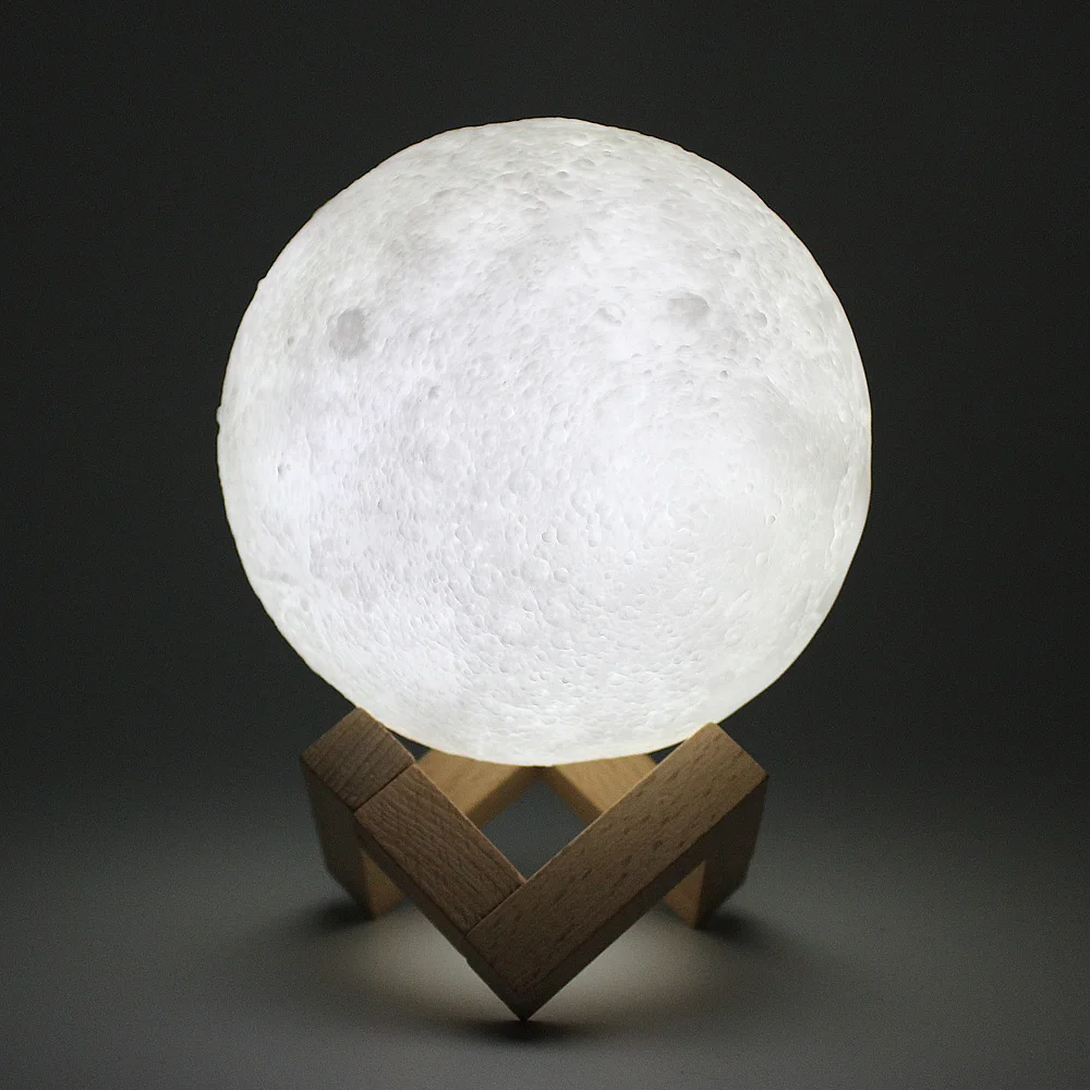 

New 3D Printed Moon Lamp Touch Switch Color Change USB Rechargeable Bedroom Table LED Night Light For Christmas Home Decoration
