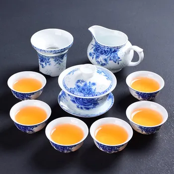 

Chinese ceramic kung fu tea set porcelain tea cup cover bowl tea set