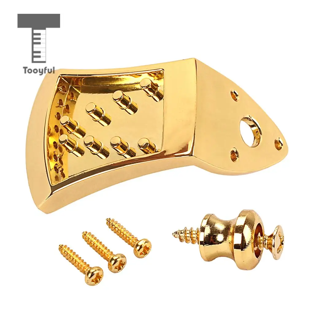 Tooyful Zinc Alloy Triangle 8 Strings Guitar Mandolin Tailpiece w/Screws Strap Buttons Parts