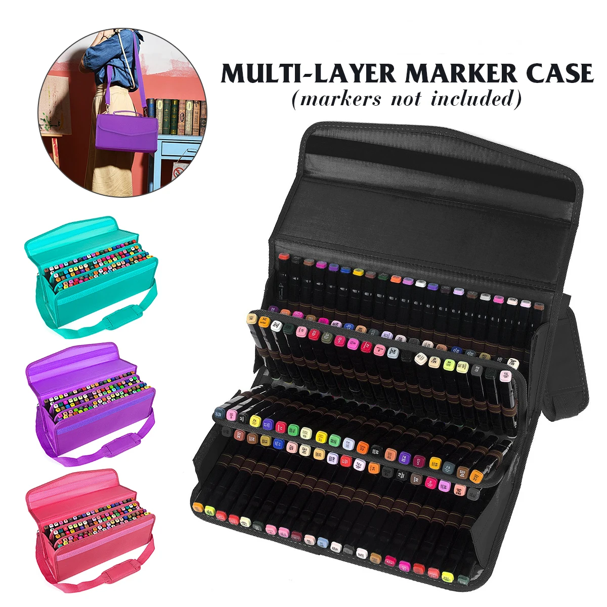 

100 Slots Marker Pen Storage Case painting case pouch sketch tools storage bag organizer bag for outdoor painting