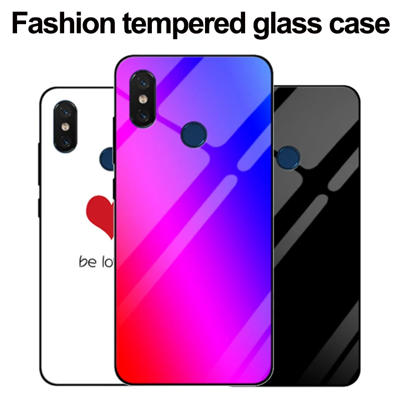 5 84 &quotсплошной цвет для xiaomi mi A2 lite чехол градиент закаленное стекло A2lite телефона