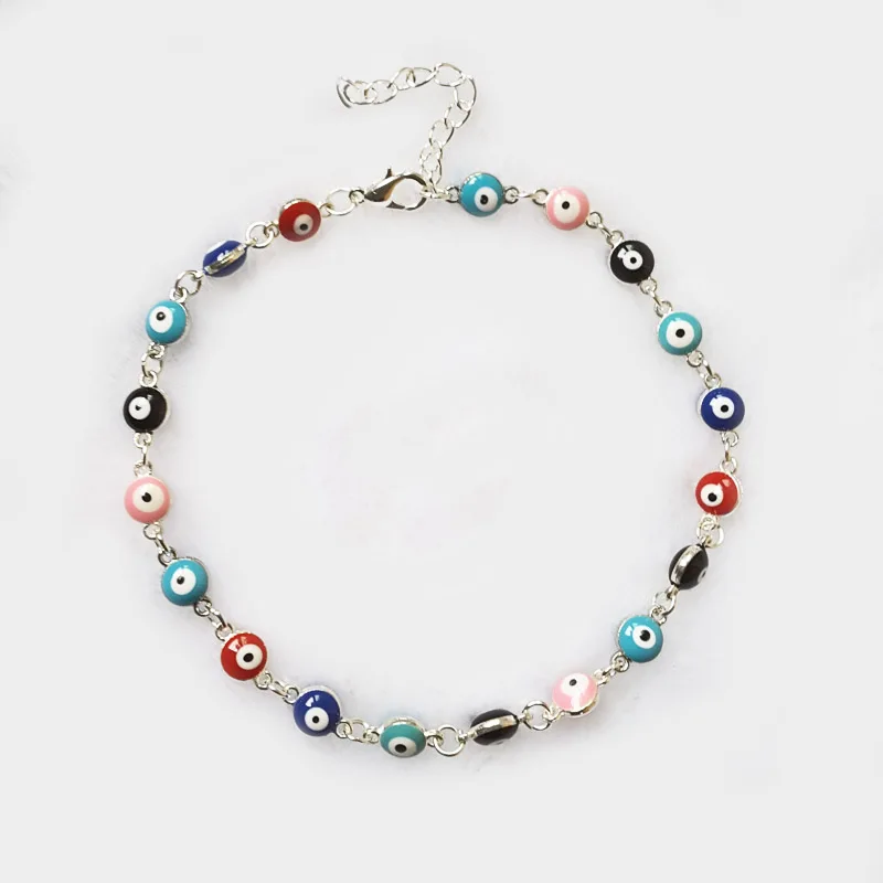 

2017 New Arrival Handmade Enamel Turkey Evil Eye Beads Beaded Charm Anklet 2 Options Half and Full Colorful Anklet for Women