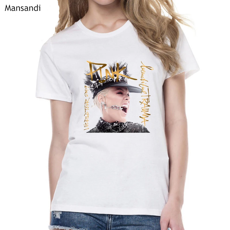 

Pink Beautiful Trauma World Tour Date 2019 t shirt women summer tops vogue tshirt femme harajuku shirt korean clothes t-shirt