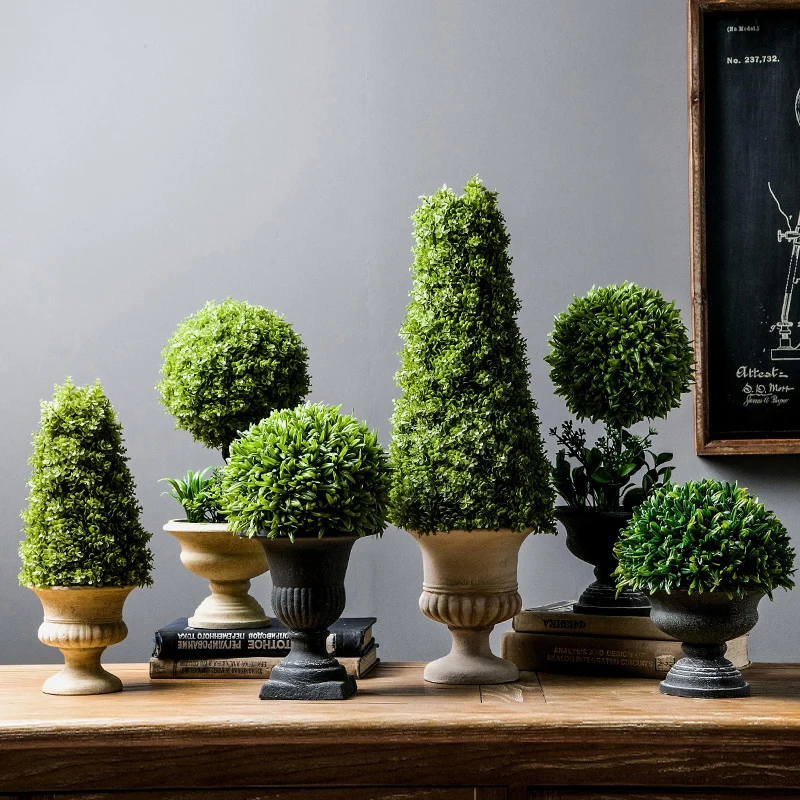 

Creative Vintage Bonsai Simulation Plant Ornaments Green Plant Indoor Potted Plant Office Home Decoration Accessories