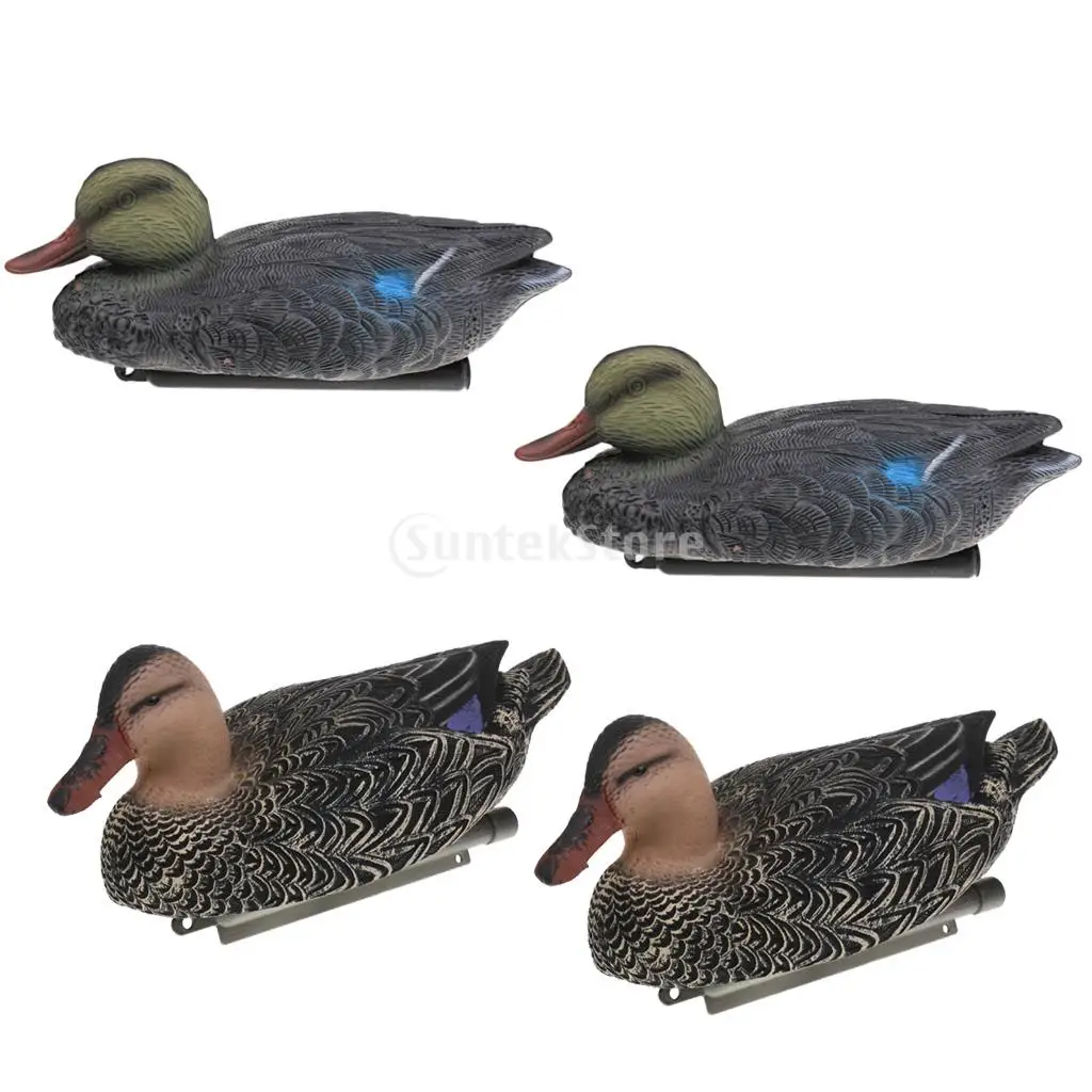 4 Pieces 3D Lifelike Floating Mallard Duck Decoy Black Duck Hunting Decoys Garden Yard Lawn Decor Greenhand Gear