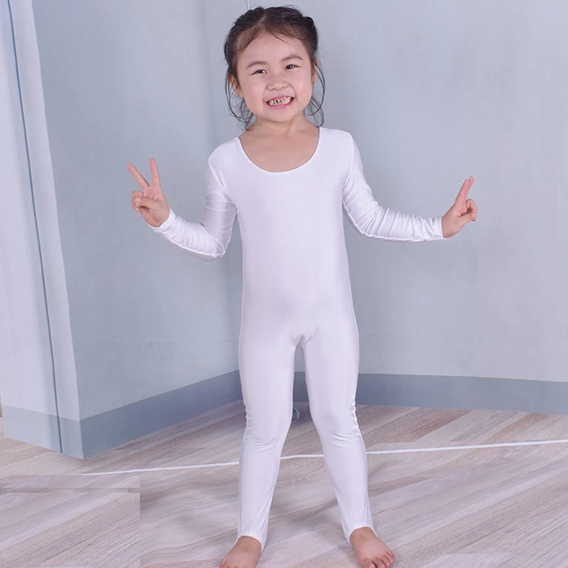 

Child Tight Long Sleeve Full body Unitards Gymnastics Leotards Bodysuit Kids Scoop Neck Spandex Lycra Dance Jumpsuit Costume