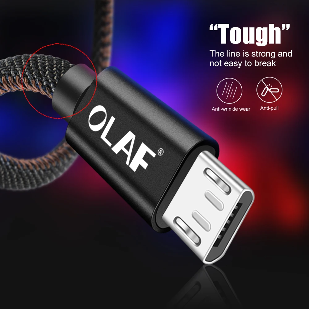 OLAF Micro USB кабель ковбой 2A Быстрый кабель синхронизации данных и зарядки для samsung huawei Xiaomi LG Andriod Microusb Кабели для мобильных телефонов